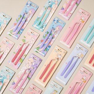 แหนบเทปสติกเกอร์ สีมาการอง สําหรับทําบัญชีมือ DIY จํานวน 2 ชิ้น