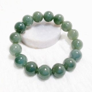 (JB02) สร้อยข้อมือ ปะคำหยก พม่าแท้ Jadeite Type A  ขนาด Size 13.5 mm. หยก 16 เม็ด