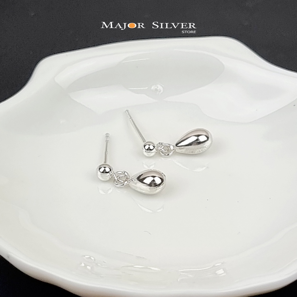 ต่างหูเงินแท้92.5% บอลหยดน้ำ5มิล ต่างหูแฟชั่นแบบห้อย น่ารักๆ สไตล์มินิมอล มินิใจ : E-B3-BDr-5