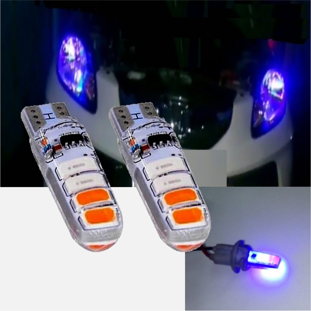 MERAH T10 City Dusk Light Bulb 8 LED Strobe Blue Red