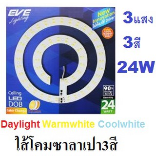 หลอดกลม LED กึ่งโคมซาลาเปา เปลี่ยนสีได้ 24w 3แสง ไส้โคมซาลาเปา เดย์ไลท์, คูลไวท์, วอร์มไวท์ EVE 3แสง 3สี
