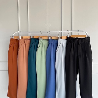 สีใหม่ !!! Allday Pants กางเกงขายาวทรงมินิมอล เอวสูง ใส่สบาย by Cuteday