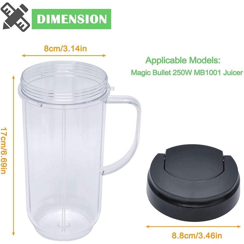 22Oz Blender Cups Replacement Compatible For Magicbullet 250W MB1001