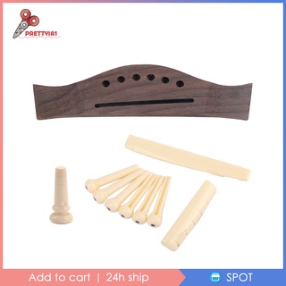 อุปกรณ์กีต้าร์ Rosewood Bridge + Bone Bridge Pins Saddle Nut สำหรับกีตาร์อะคูสติก