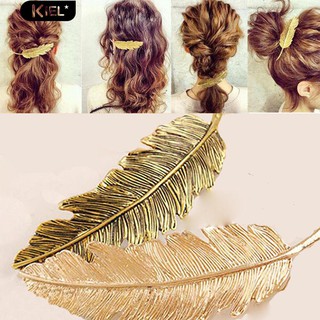 ‴ของผู้หญิงวินเทจ Leaf Feather Hair Clip ริ้ว Hairpin ผม Barrette