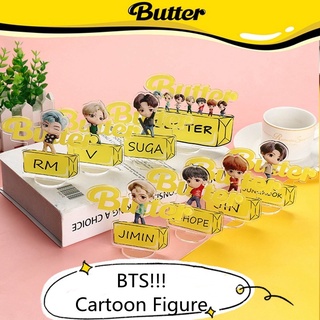 Kpop Bts Stand Figure Album Butter Action Model JinSugaJ-HopeRmJiminVJung Vartoon Cute Stand Display Plate Desk Home Decor 방탄소년단 防弾少年団 Fans Gifts