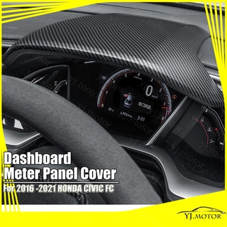 ฝาครอบแผงหน้าปัด คาร์บอนไฟเบอร์ แวววาว สําหรับ Honda Civic FC 2016-2021 Dashboard Speedometer Panel Cover