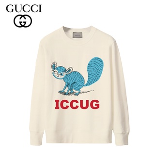 Gucci เสื้อกันหนาว คอกลม ผ้าฝ้าย พิมพ์ลาย แฟชั่นสําหรับผู้ชาย และผู้หญิง