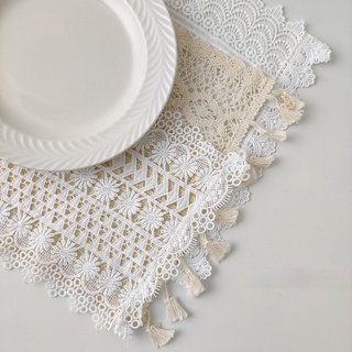 Ins Vintage Lace Placemat Home Decor Photo Props French Lace Embroidered Placemat Decoration Tablecloth Palace