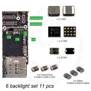 ชุดไฟแบ็คไลท์ คอยล์ DY L1503 ไดโอด D1501 FL2024 FL2025 FL2026 ฟิวส์ฟิวส์ ตัวเก็บประจุ C1530 C1531 C1505 สําหรับ 6G 6Plus 9 ชิ้น ต่อชุด