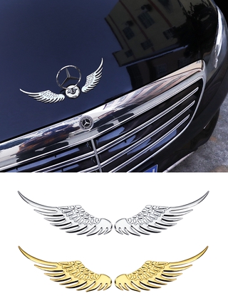 สติ๊กเกอร์ติดรถยนต์ 3 D ลายปีกนางฟ้า 1 คู่ Car stickers  /  2pcs Car 3D Metal Sticker Angel Wing Car Body Stickers And Decals Repair Sticker Car Accessories