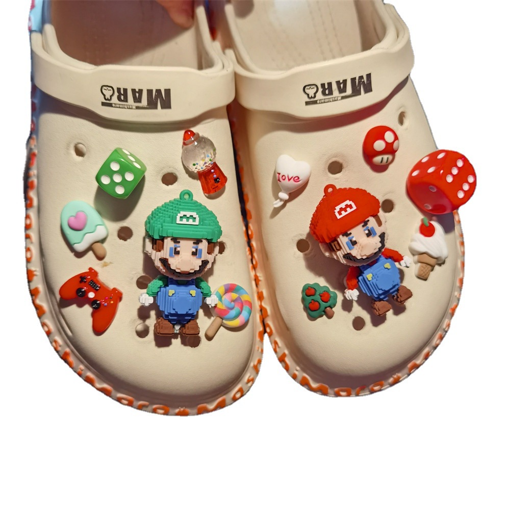 น่ารักคุกกี้ไอศกรีม Jibits croc ชุด Super Mario เกม Jibbits Chain Macaron รองเท้า Charms เกมคอนโซล Jibitz Crocks สําหรับเด็กรองเท้าอุปกรณ์เสริมตกแต่ง