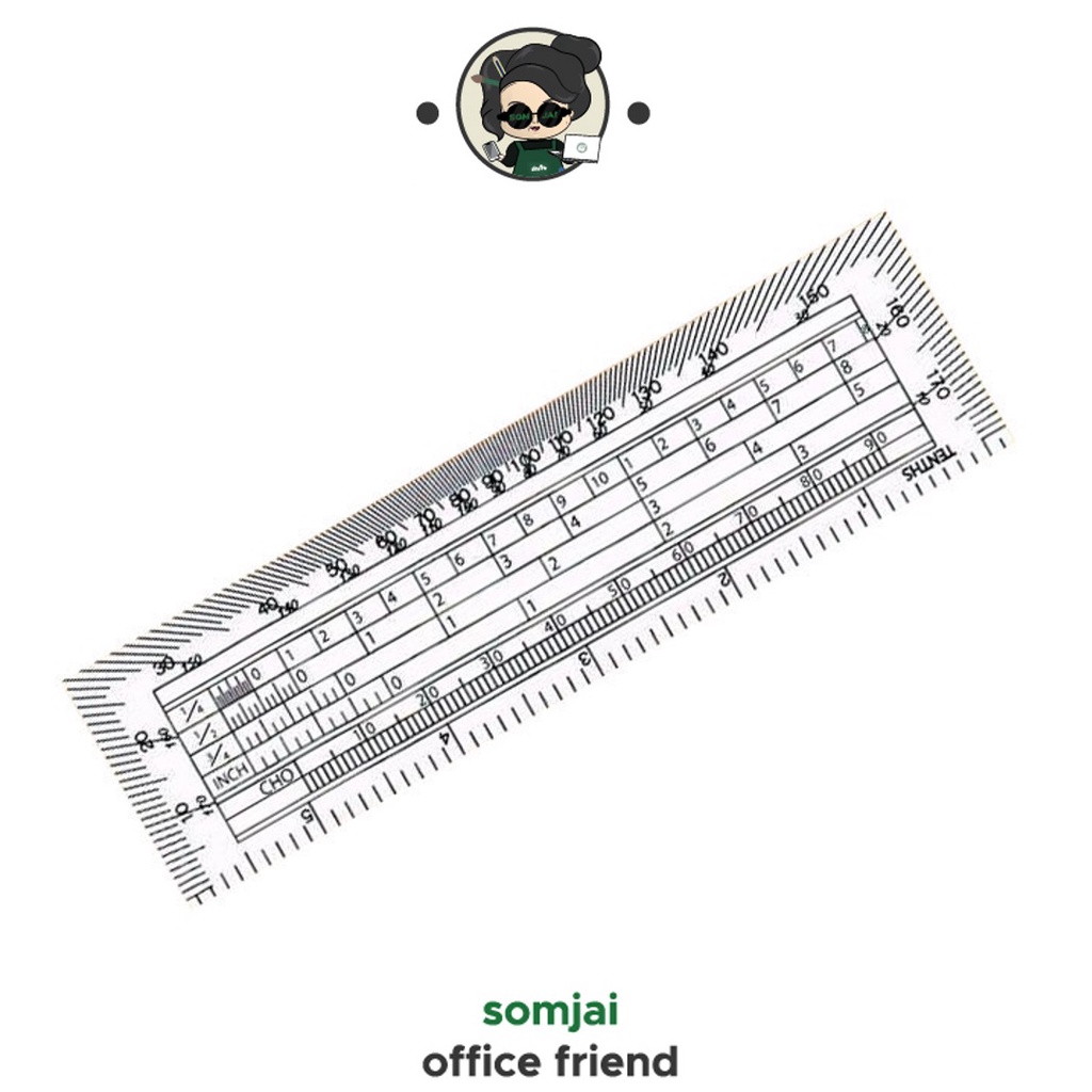 Somjai Selected ไม้โปรแทรกเตอร์ ไม้โปร สีขาว ขนาด 6 นิ้ว