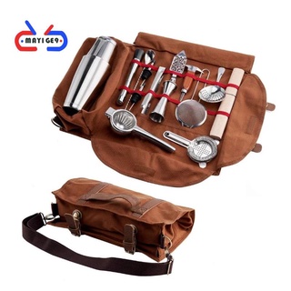 Bar Bartender Carrying Bag Creative Bartender Canvas Toolkit Pack Bar Tools Cocktail Shaker Set Storage Bag Only