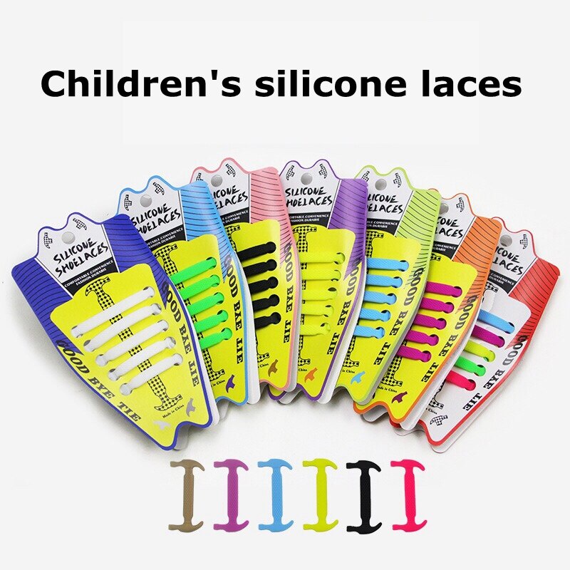 AL 10pcs/lot New Children Elastic Silicone Shoelaces No Tie Shoe Laces Children's Lacing  Silica gel Shoelace Convenient Lazy Laces