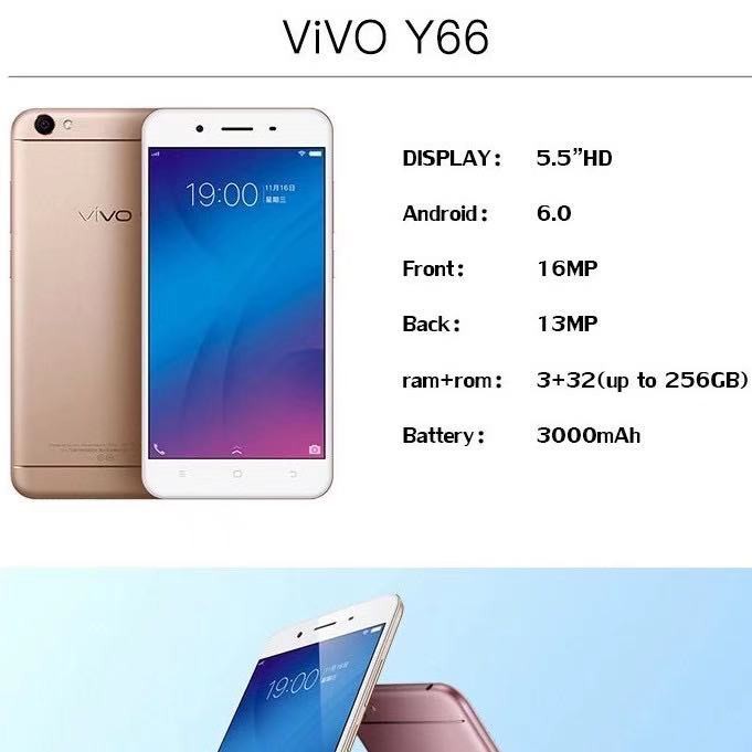 พร้อมส่งVIVO Y66 ( RAM3GB ROM32GB ) สมาร์ทโฟน หน้าจอ 5.5 นิ้วๆ ของแท้100%