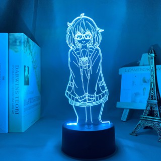 โคมไฟ 3 D ลายการ์ตูนอนิเมะ Beyond The Boundary Mirai Kuriyama สําหรับตกแต่งห้องนอน