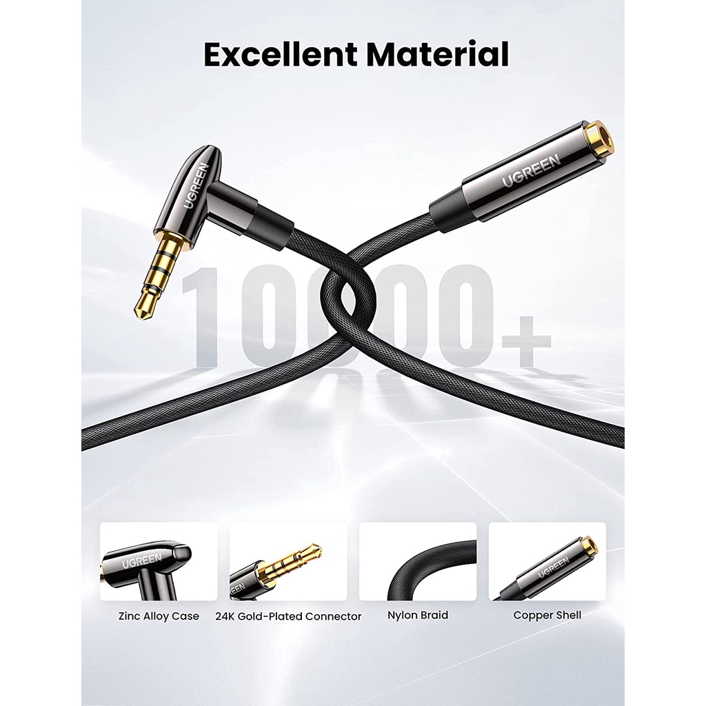 UGREEN 3.5mm Extension Cable Headphone Male to Female 4 Pole Aux Audio Mic Extender(20494,20495,20496)AV188