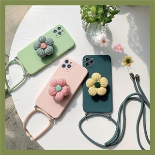 เคสโทรศัพท์มือถือ แบบนิ่ม ลายดอกไม้ 3D พร้อมสายคล้อง และขาตั้ง สําหรับ Huawei Y7A 2020 Y9A Y6P 2020 Nova 7 7i 3i 5T 6 Y9 Prime 2019 Y5 Prime 2018 Y9S