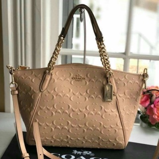 SMALL KELSEY CHAIN SATCHEL IN SIGNATURE LEATHER (COACH F49317) พัด13 นิ้ว