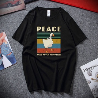 คอลูกเรือใหม่ เสื้อยืดลําลอง แขนสั้น พิมพ์ลาย Goose Peace Was Never An Option สไตล์วินเทจ สําหรับผู้ชาย 2022S-5XL