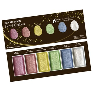 สีน้ำ KURETAKE Gansai Tambi "Pearl Colors" 6 สี ใน 1 กล่อง