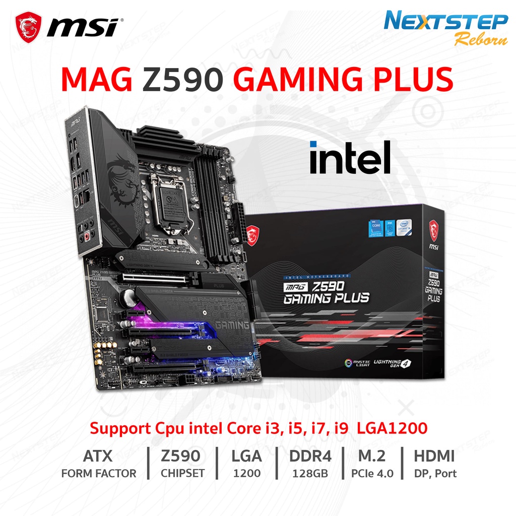 MSI MPG Z590 GAMING PLUS Socket : 1200 [ Intel gen10 gen11 ] สินค้าใหม่ ( Mainboard เมนบอร์ด )