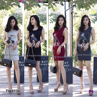 Dress เดรสสั้นแขนกว้าง มีเกาะอกเย็บติดเป็นชิ้นด้านใน สกรีน แบรนด์ดัง ผ้าเรย่อนเนื้อดี