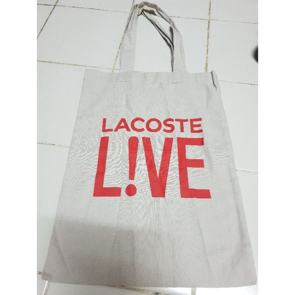 กระเป๋าผ้า Lacoste แบรนด์แท้ มือสอง2 สภาพสวยไร้ตำหนิshopping bag #ลาคลอสต์