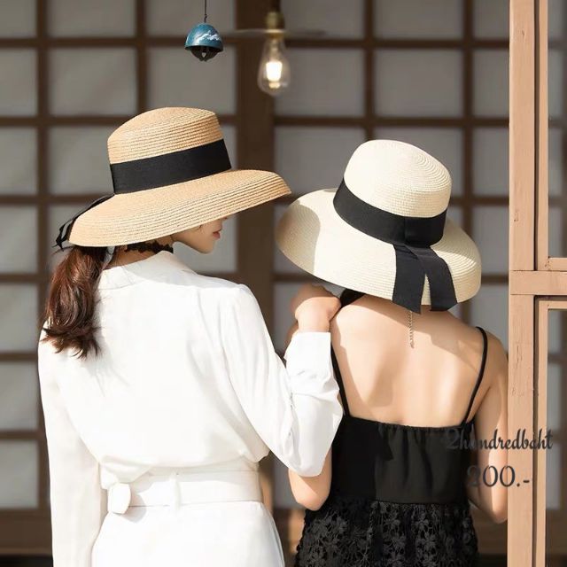 HatforU หมวกปีกกว้างทรงงุ้ม มีผ้าคาด [[พร้อมส่งจากไทย]]