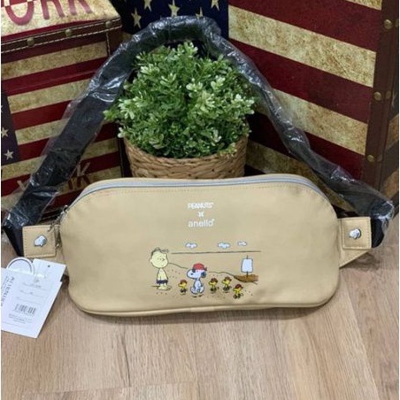 กระเป๋า Anello x Peanuts Leather Waist Bag คาดอก คาดเอว แท้💯 ส่งฟรี