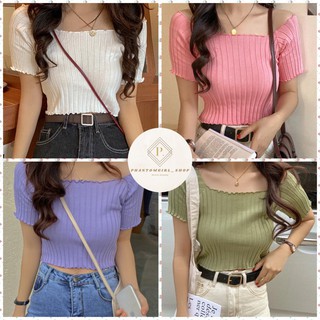 🔥🔥พร้อมส่ง!! เสื้อไหมพรม เสื้อครอป เสื้อแฟชั่น แฟชั่นเกาหลี เสื้อแขนตุ๊กตา เสื้อน่ารัก เสื้อยืด แฟชั่นผู้หญิง AA012