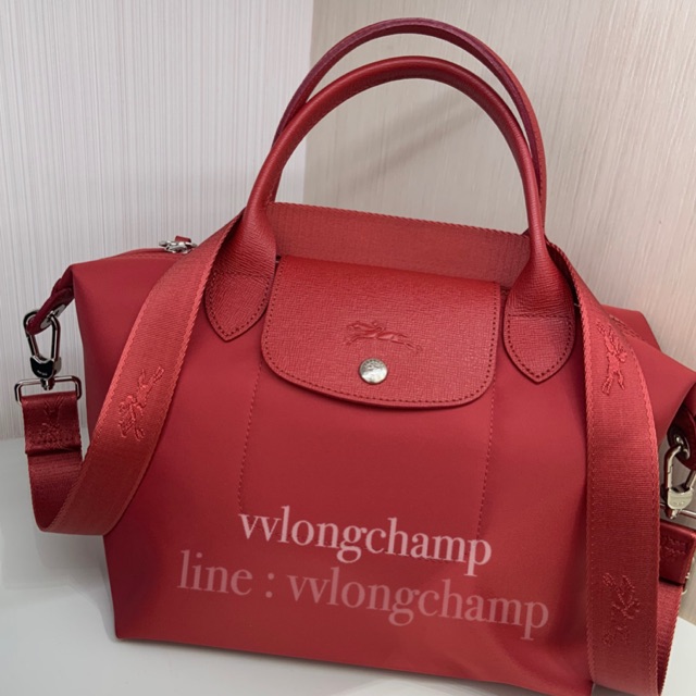 📌 (แท้100%) (รุ่นใหม่) Longchamp Lepliage Neo Size s สีแดง รุ่นใหม่ สายสะพายปรับความสั้น-ยาวได้