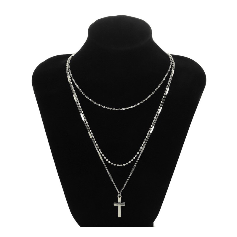 (ใช้โค้ด INC1SFA ลด 70.-) สร้อยคอ สีเงินรูปกางเขน (พร้อมส่งในไทย)