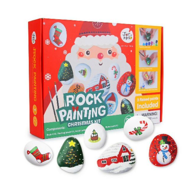 Joan Miro เซ็ตงานศิลปะระบายสีบนหินลายคริสมาสต์ Rock Painting Christmas