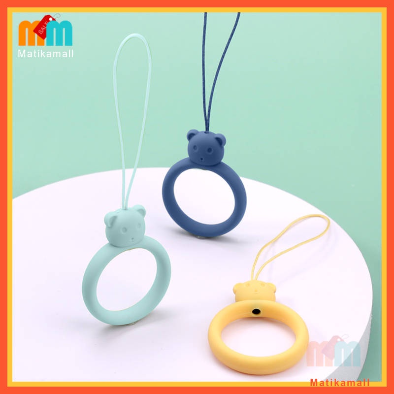 [พร้อมส่ง 1 วัน 🇹🇭] แหวน ซิลิโคน รูป หมี สาย คล้อง ห้อย มือถือ โทรศัพท์ earpods กุญแจ สายห้อยมือถือ Silicone Phone Strap