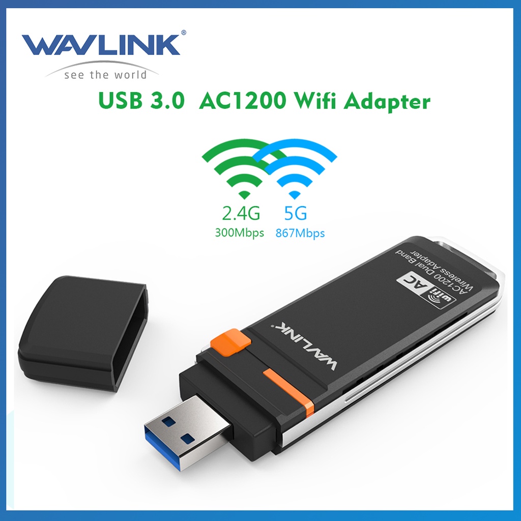 Wavlink อะแดปเตอร์ไร้สาย AC1300 Dual Band USB3.0 พร้อมปุ่ม WPS รองรับ Windows XP Vista 7 8 10 OS-Upd