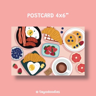 โปสการ์ดอาหารเช้าน่ารัก Breakfast cute postcard