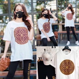 เสื้อกางเกงพร้อมแมสเช็ท3ชิ้นลาย Brand พร้อมส่ง