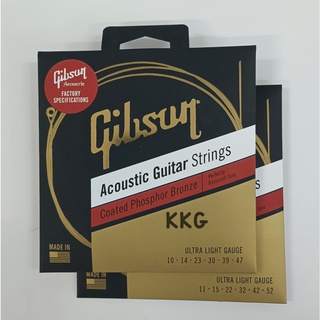 GIBSON สายกีต้าร์โปร่งชุด ของแท้เบอร์ 10-47 เบอร์ 11-52  เคลือบกันสนิม รุ่น Coated Phosphor Bronze ผลิตในสหรัฐ