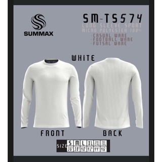 เสื้อกีฬาคอกลมสีล้วนแขนยาว Summax SM-TS574 ผ้าไมโครเนื้อลื่นแห้งเร็วใส่สบาย สีขาว