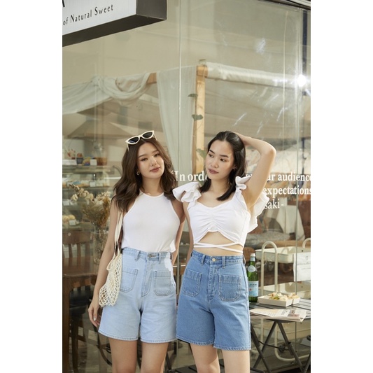 Sis story กางเกงยีนส์ ขาสั้น เอวสูง ทรงเบอร์มิวดา Sis040 Camille Jeans