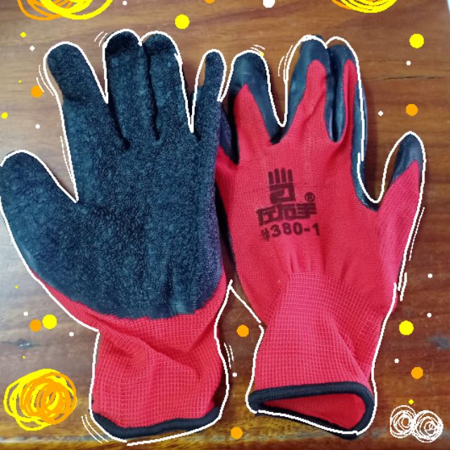 (คละสีส่ง!!) ถุงมือทำงาน ถุงมือเกาหลี เคลือบยางดำ กันบาด ถุงมือยาง ถุงมือทำสวน
