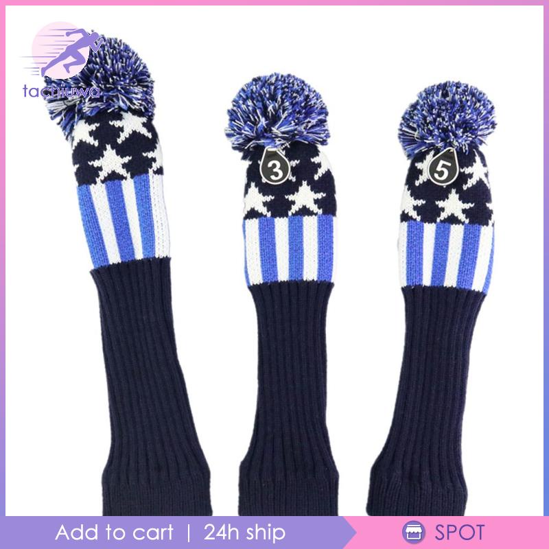 3pcs Golf Pom Pom Knit Headcover Fairway Woods Driver Hybrid Head Covers #8