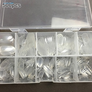 Farfi  500Pcs Clear Oval Full Cover False Nails DIY Nail Art Transparent Fake Nail Tips