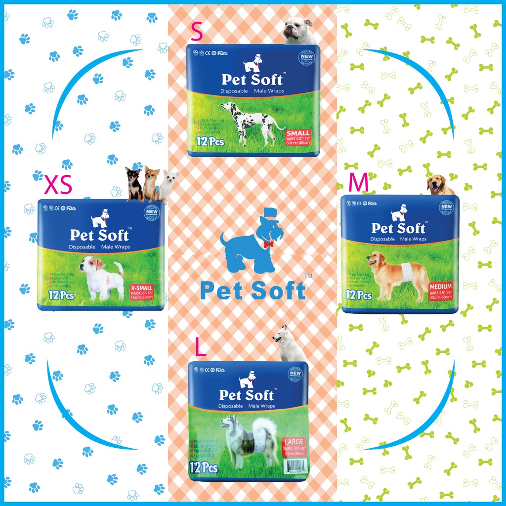 ขายส่ง โอบิ ผ้าอ้อมสุนัข เพศผู้ Petsoft ซึมซับดีมากตลอดคืน ขอบยางนุ่ม เนื้อผ้านิ่มสบาย มี 3 ลายในห่อเดียว