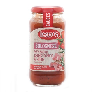 เลกโกส์ โบโลเนสซอส ผสมเบคอน ชิ้นมะเขือเทศและสมุนไพร 500 กรัม Pasta Sauce with Bacon, Chunky Tomato &amp; Herbs 500g