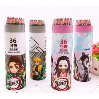 สีไม้ลบได้ 36 สี ลายอนิเมะ ดาบพิฆาตอสูร Demon Slayer พร้อมส่ง