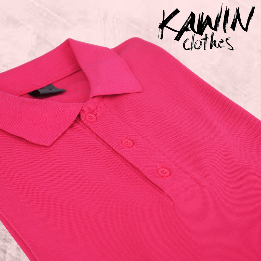 KAWIN เสื้อโปโล ผู้ชาย/ผู้หญิง Fuchsia Pink สีชมพูบานเย็น ผ้าเนื้อนุ่มใส่สบายมาก