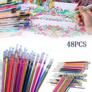 48 ชิ้น สี ปากกาเจล เติม กลิตเตอร์ ระบายสี วาดภาพ ระบายสี วาดภาพ งานฝีมือ เครื่องเขียน